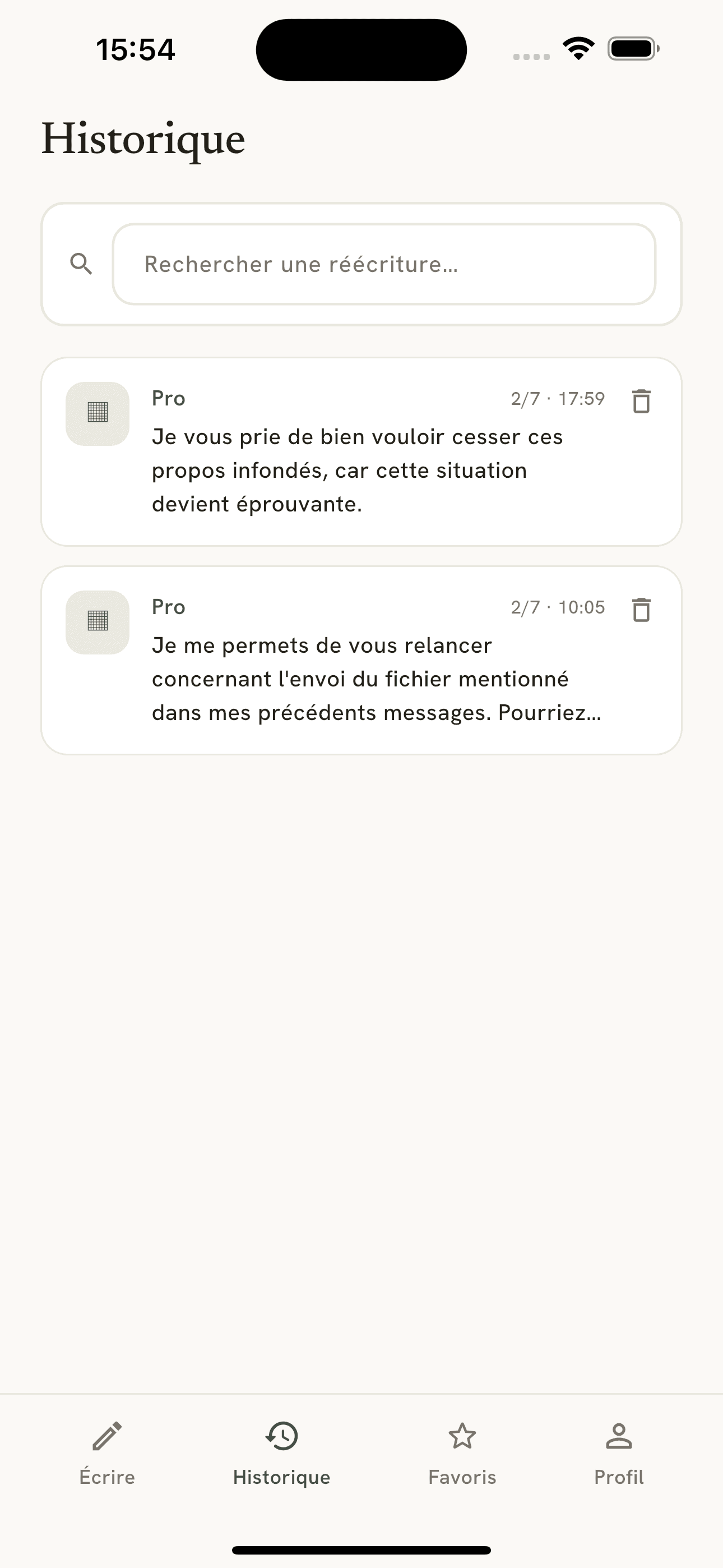Chaque réécriture, gardée au chaud.