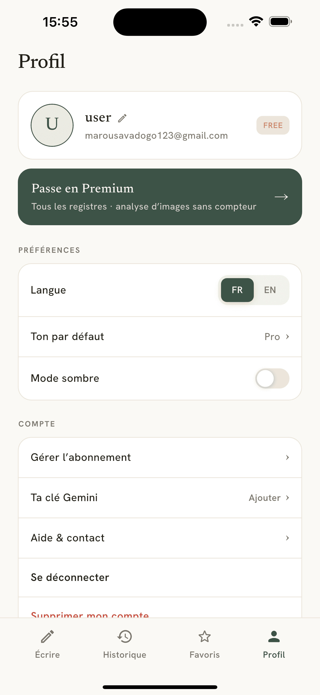 Ton style par défaut et tes préférences.